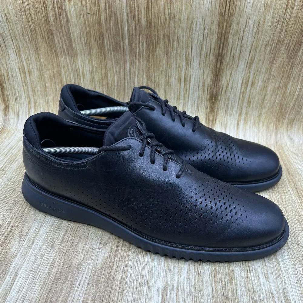 Cole Haan 2.Zerogrand Men's Size 13 M Laser Lined Black Oxford Leather C23832